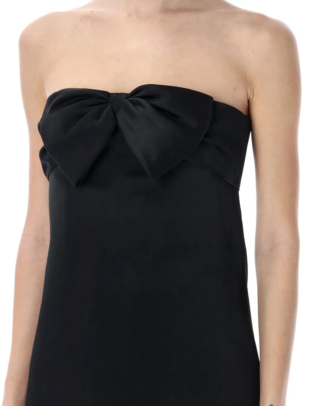 Saint Laurent Bow-Detailed Strapless Zipped Mini Dress