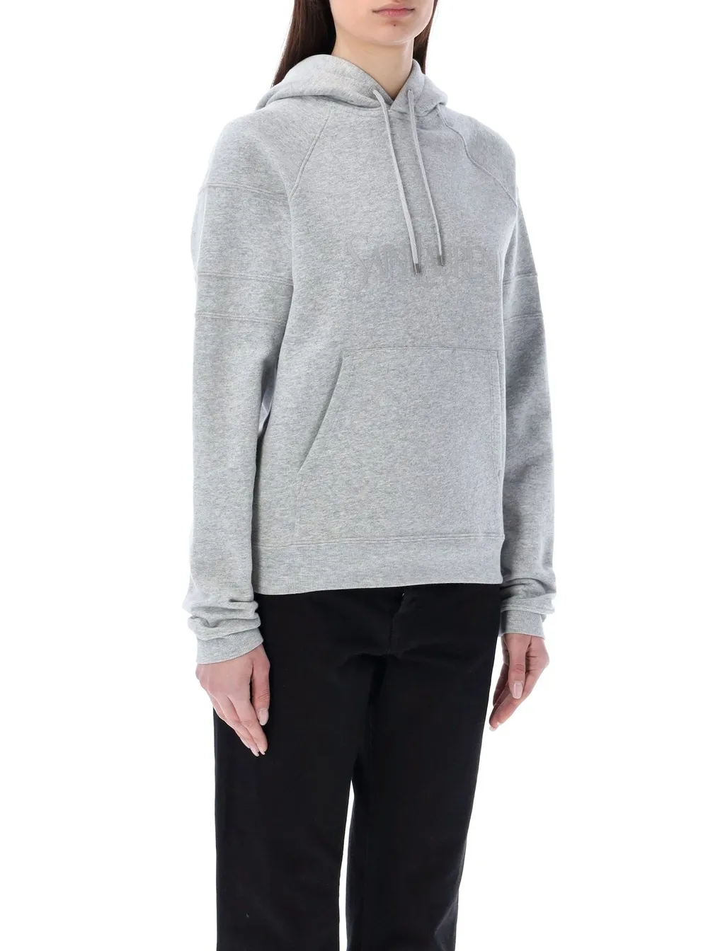 Saint Laurent Logo Embroidered Drawstring Hoodie