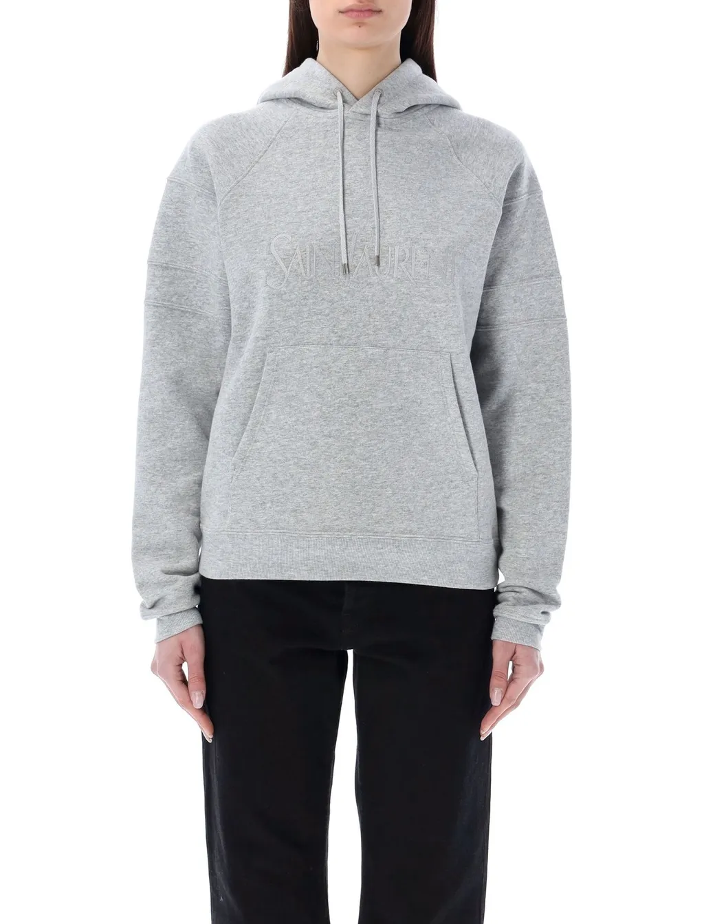 Saint Laurent Logo Embroidered Drawstring Hoodie