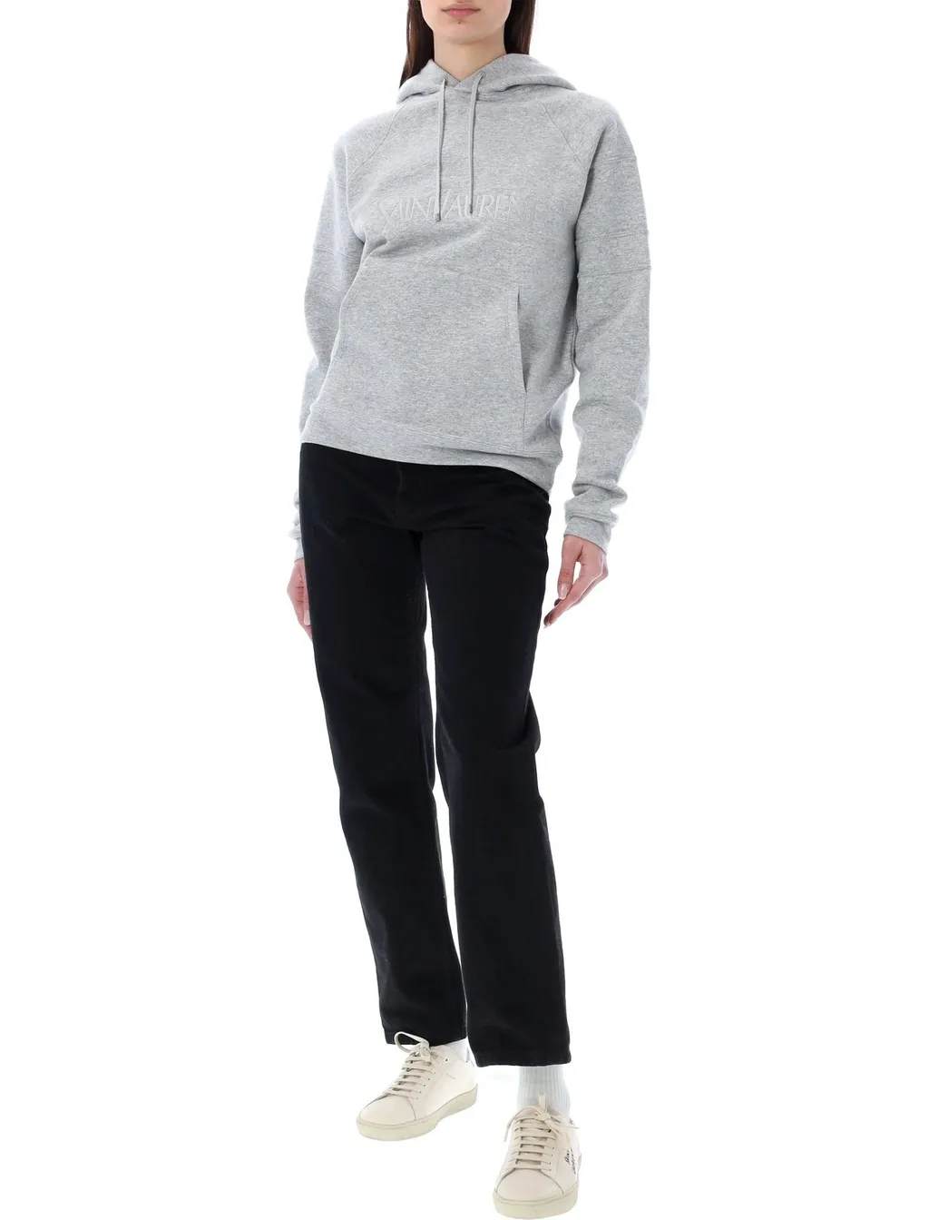 Saint Laurent Logo Embroidered Drawstring Hoodie