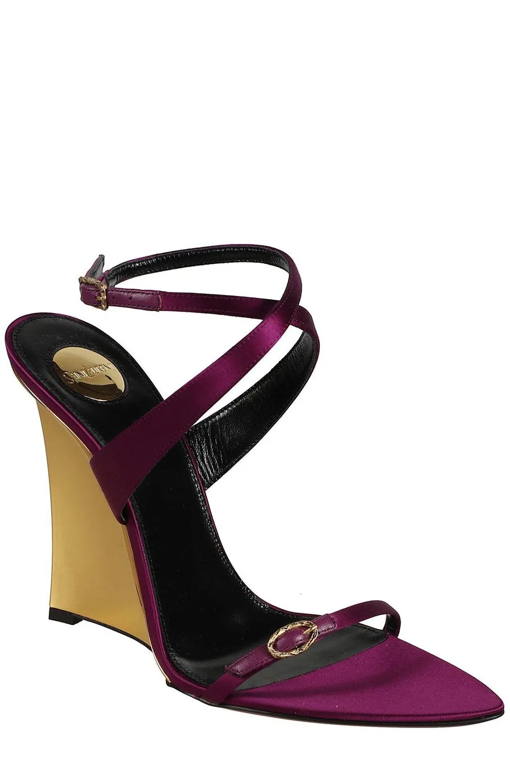 Saint Laurent Open Toe Wedge Sandals