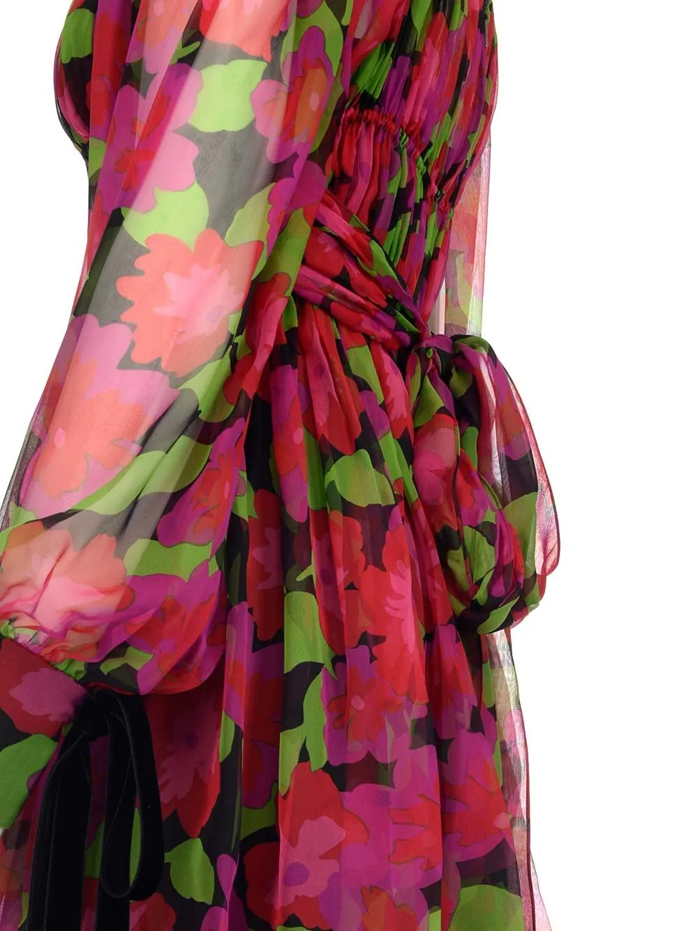 Saint Laurent Floral Printed Long-Sleeved Dress