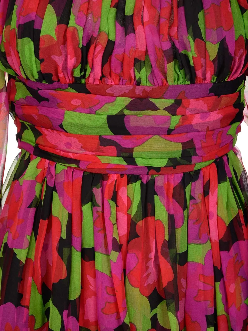 Saint Laurent Floral Printed Long-Sleeved Dress
