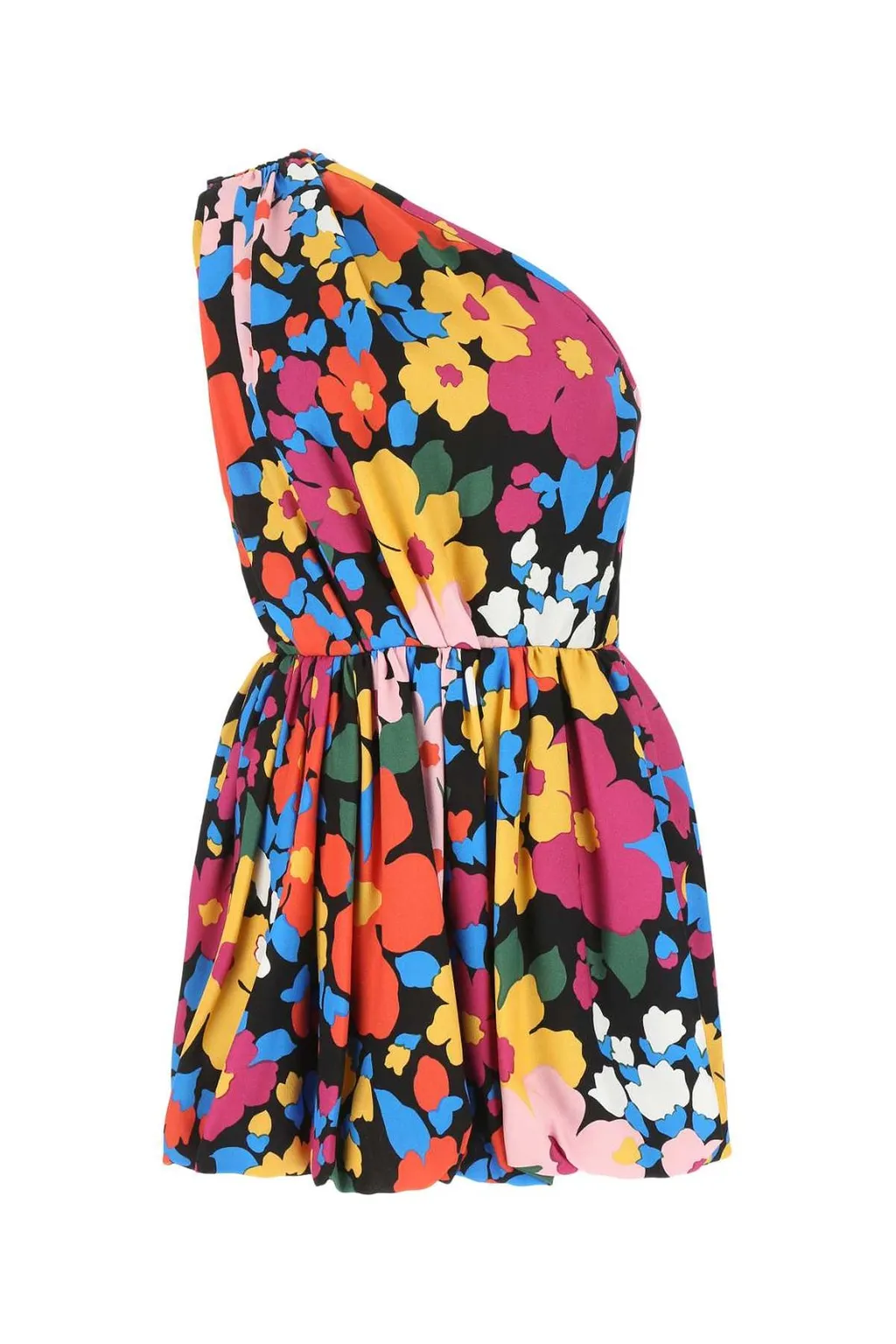 Saint Laurent Floral Printed One-Shoulder Midi Dress