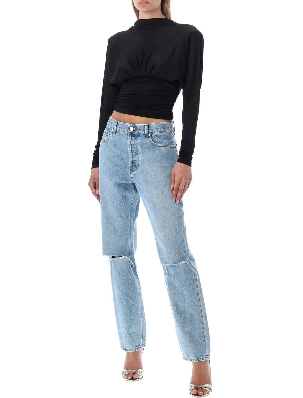 Saint Laurent Backless Long-Sleeved Top