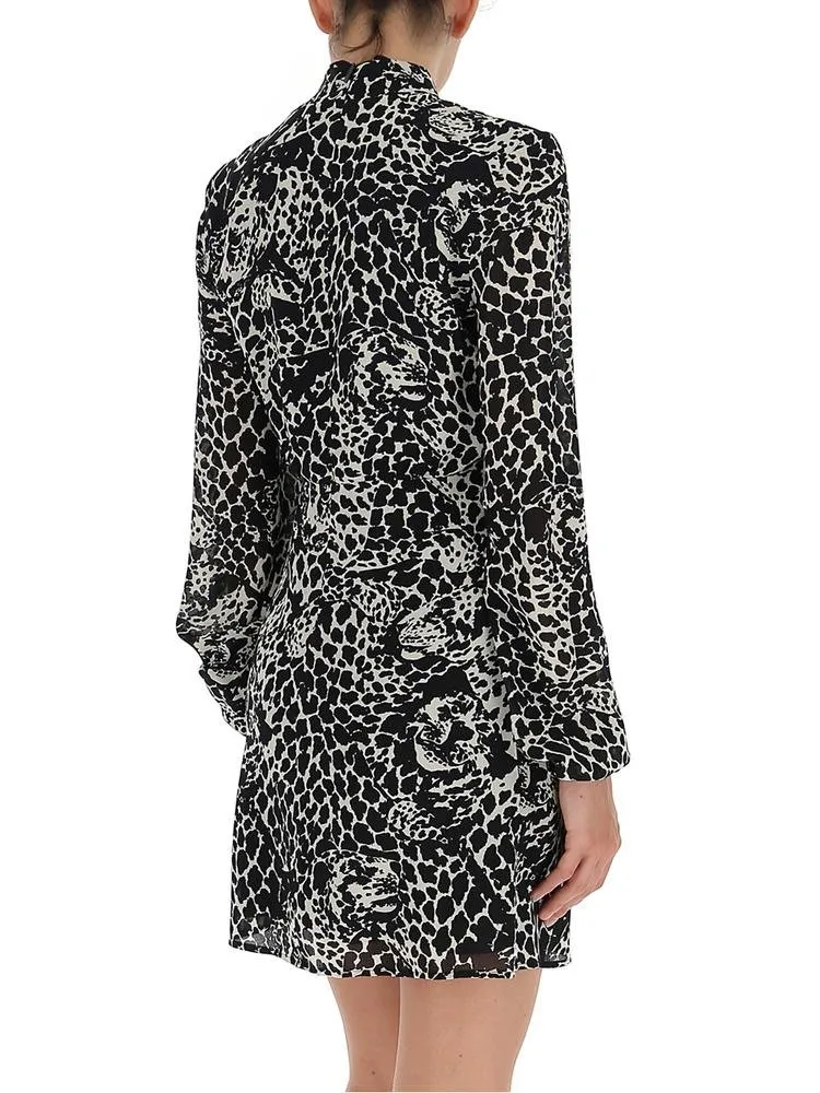 Saint Laurent Printed LavalliÈRe Neckline Dress