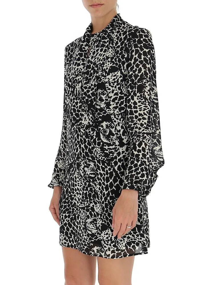 Saint Laurent Printed LavalliÈRe Neckline Dress