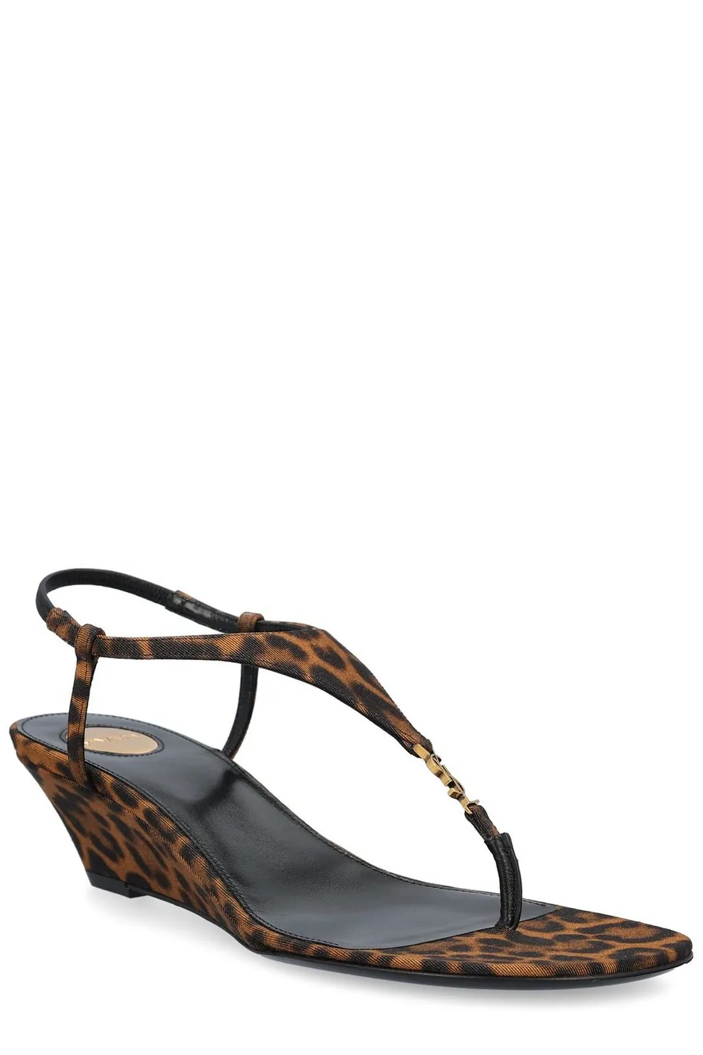 Saint Laurent Cassandra Leopard Wedge Sandals