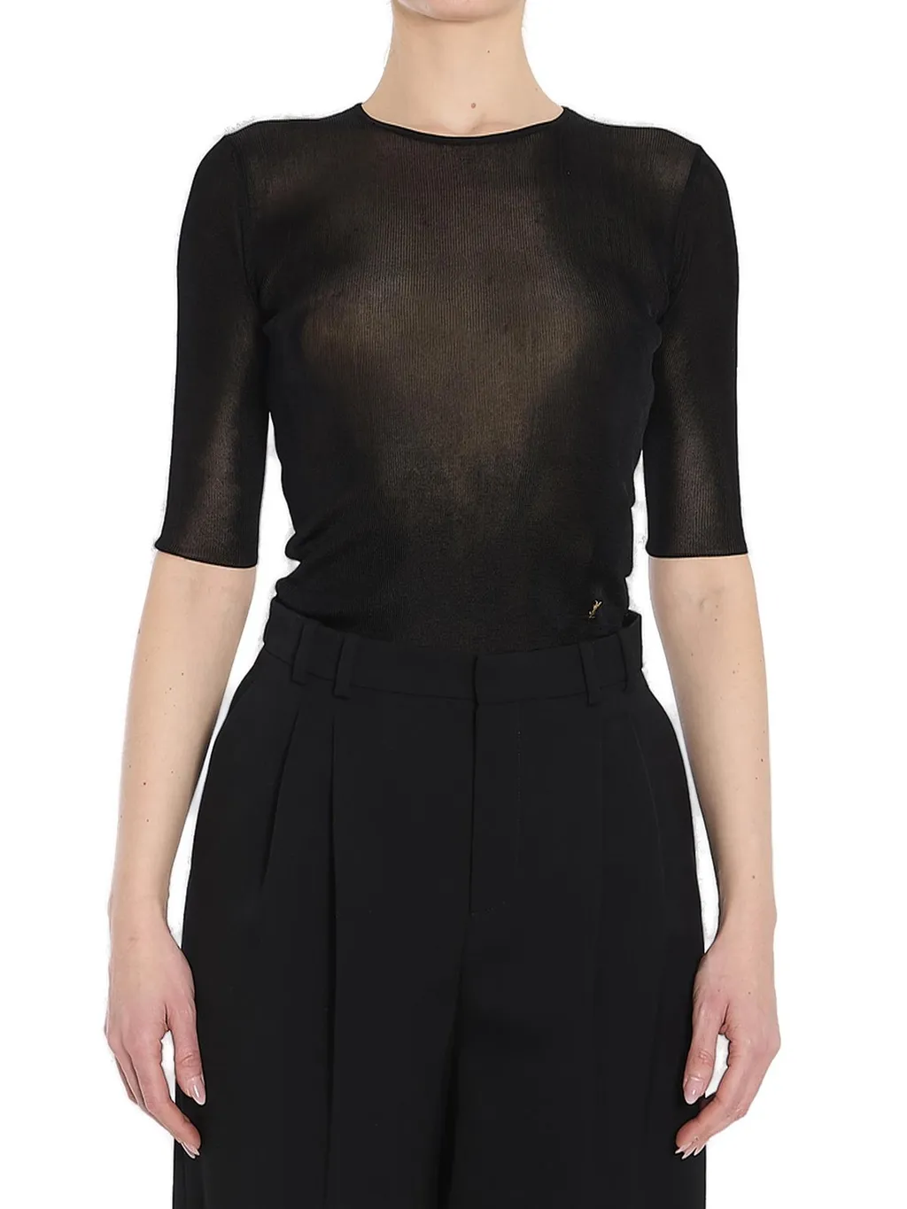 Saint Laurent Cassandre Crewneck Knitted Top