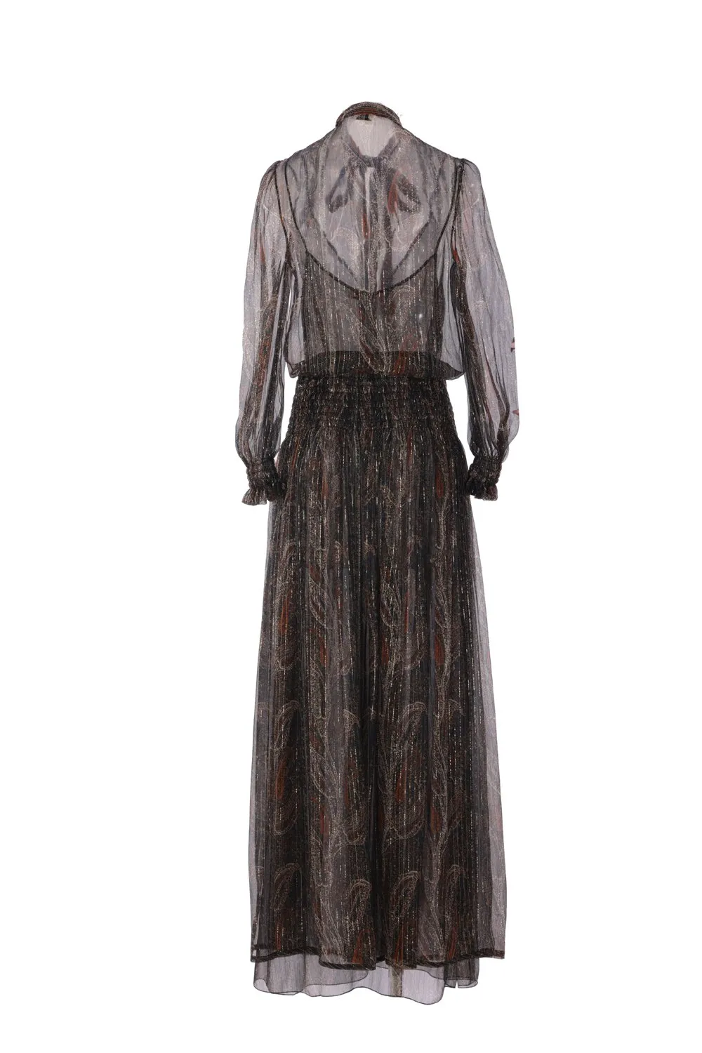Saint Laurent LavalliÈRe Gathered Long-Sleeved Dress