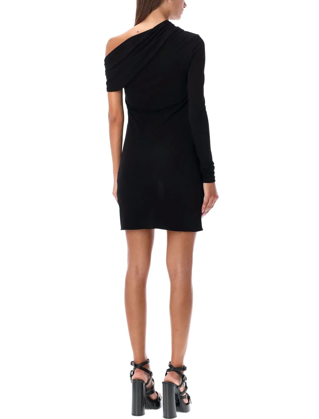 Saint Laurent Ruched One-Sleeved Mini Dress