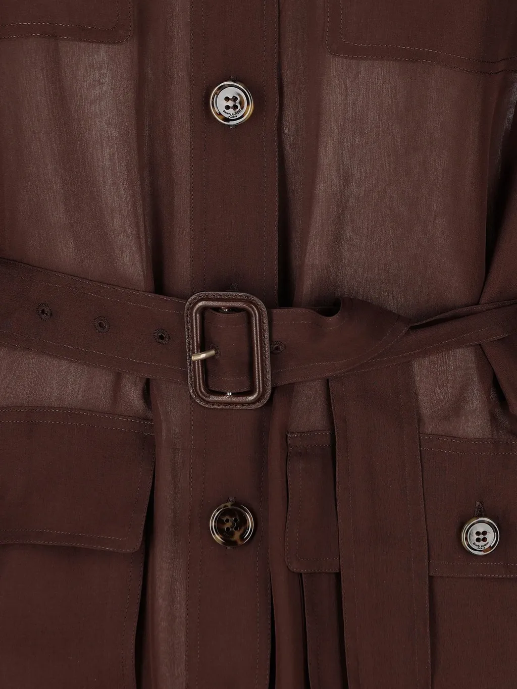 Saint Laurent Saharienne Belted Long-Sleeved Dress