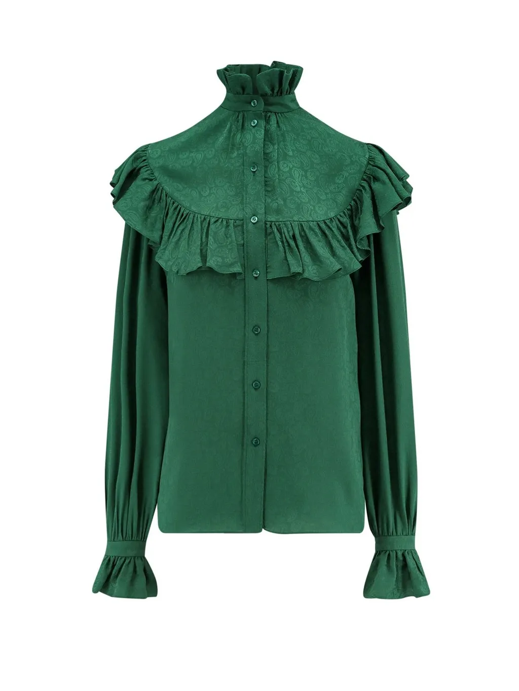 Saint Laurent Ruffled Button-Up Blouse