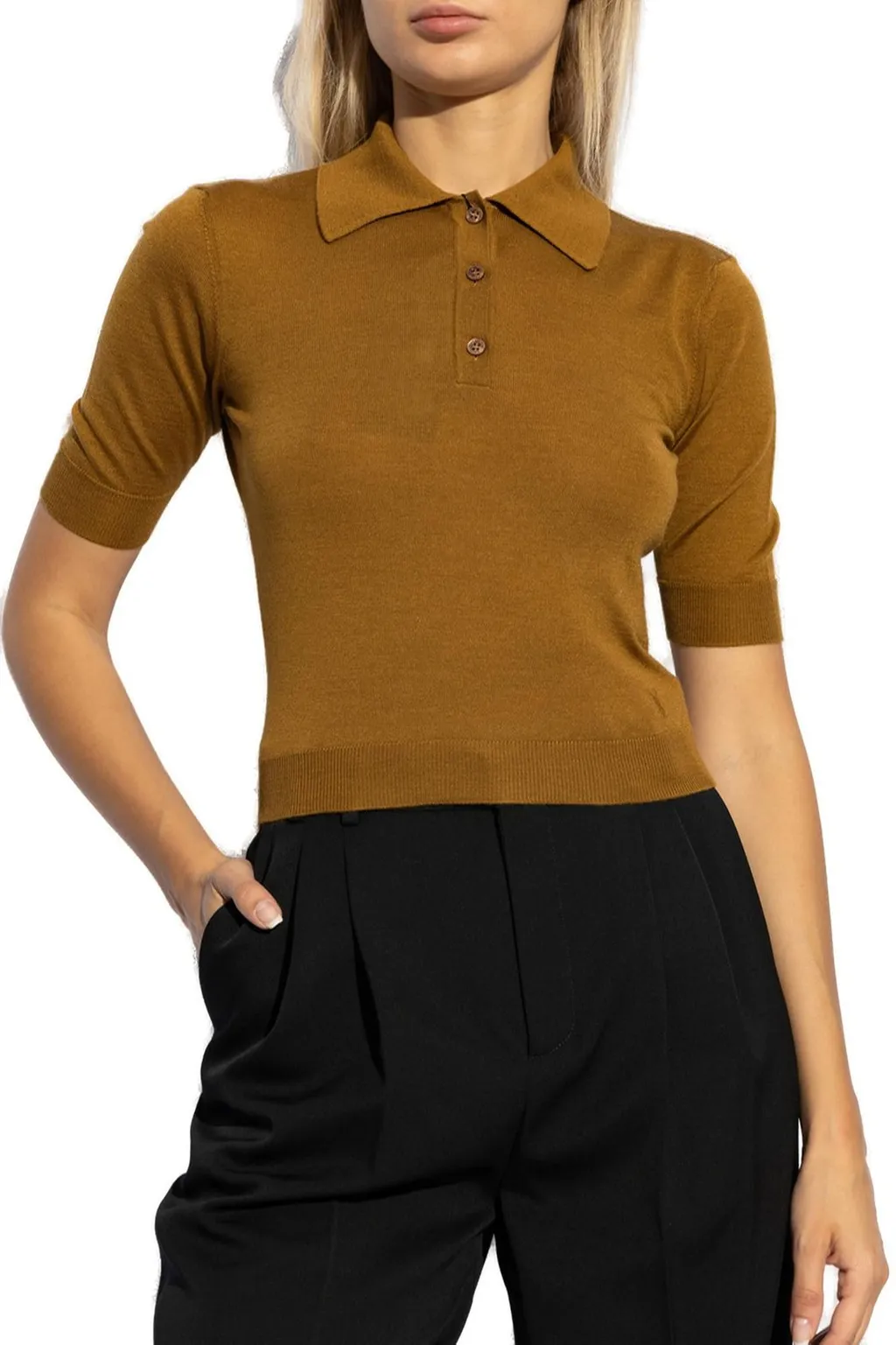 Saint Laurent Cassandre Short-Sleeved Polo Shirt