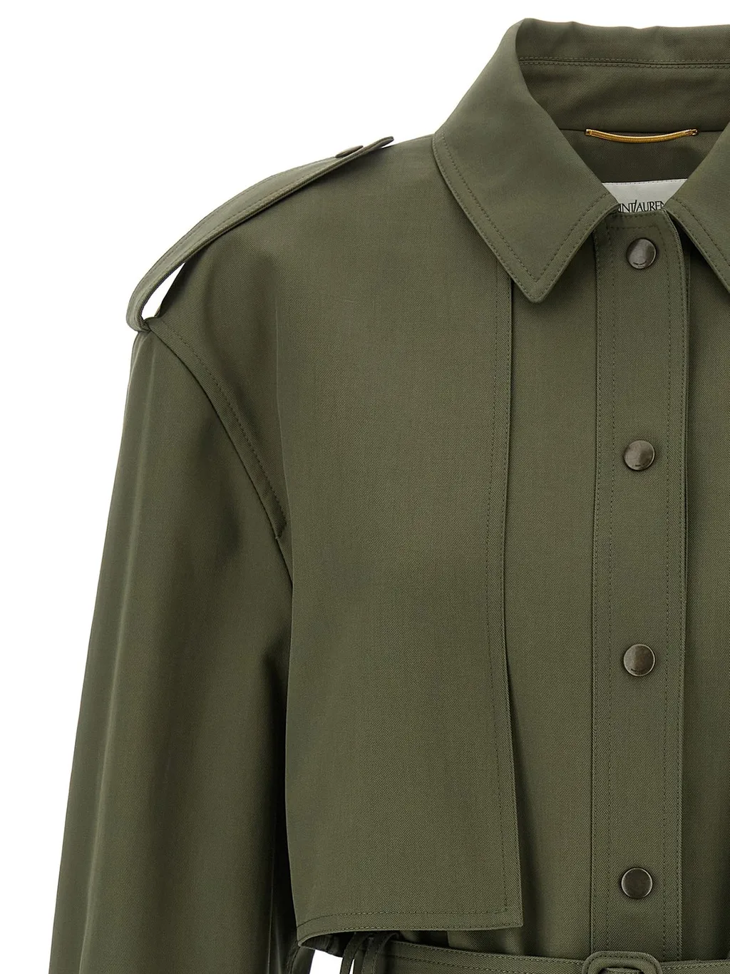 Saint Laurent Sahariana Button-Up Belted Jacket