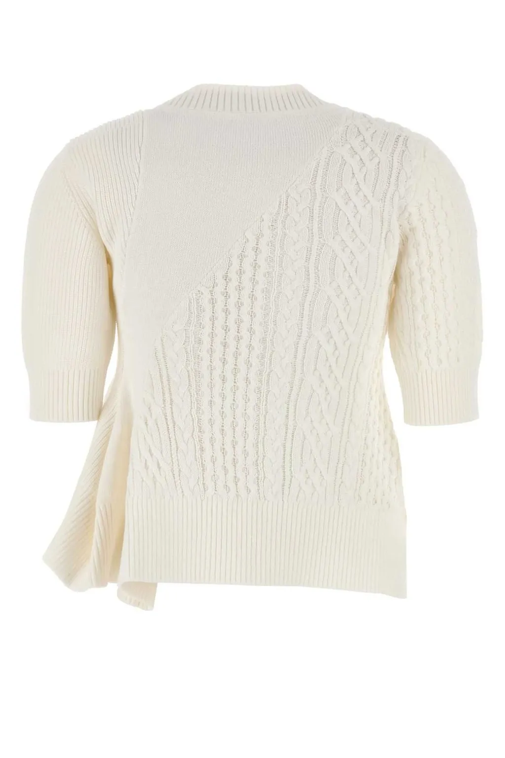 Sacai Short-Sleeved Crewneck Knitted Jumper