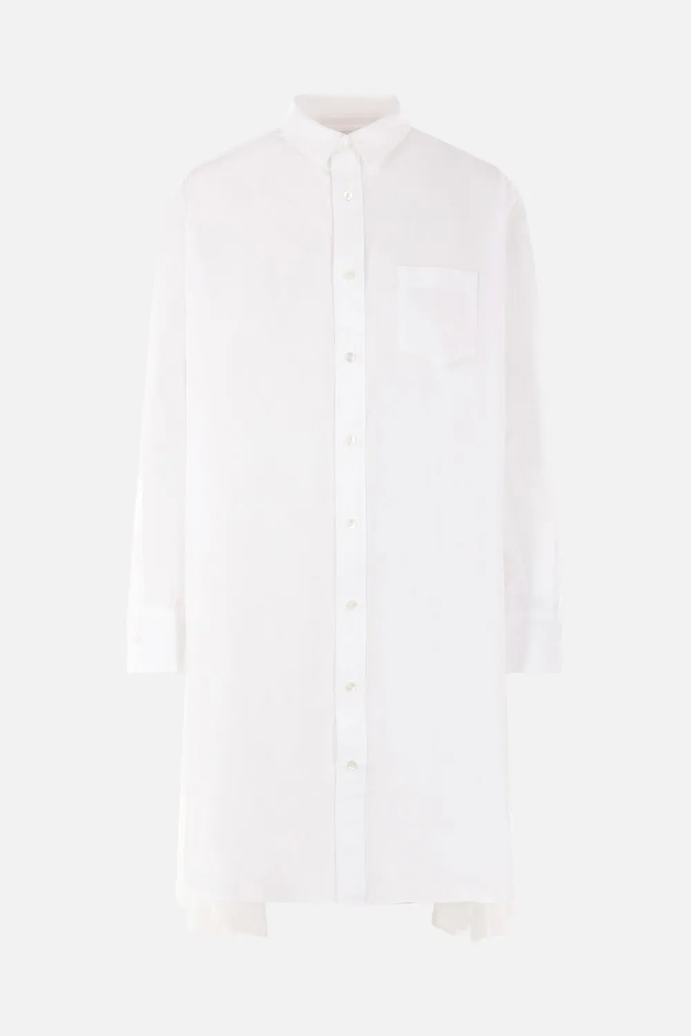 Sacai Pleated Zip Detailed Midi Shirt Dress