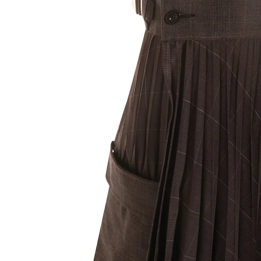 Sacai Glen Pleated Pocket Detailed Midi Skirt