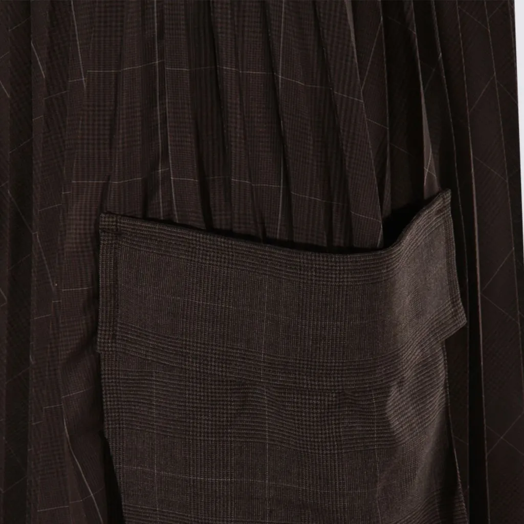 Sacai Glen Pleated Pocket Detailed Midi Skirt