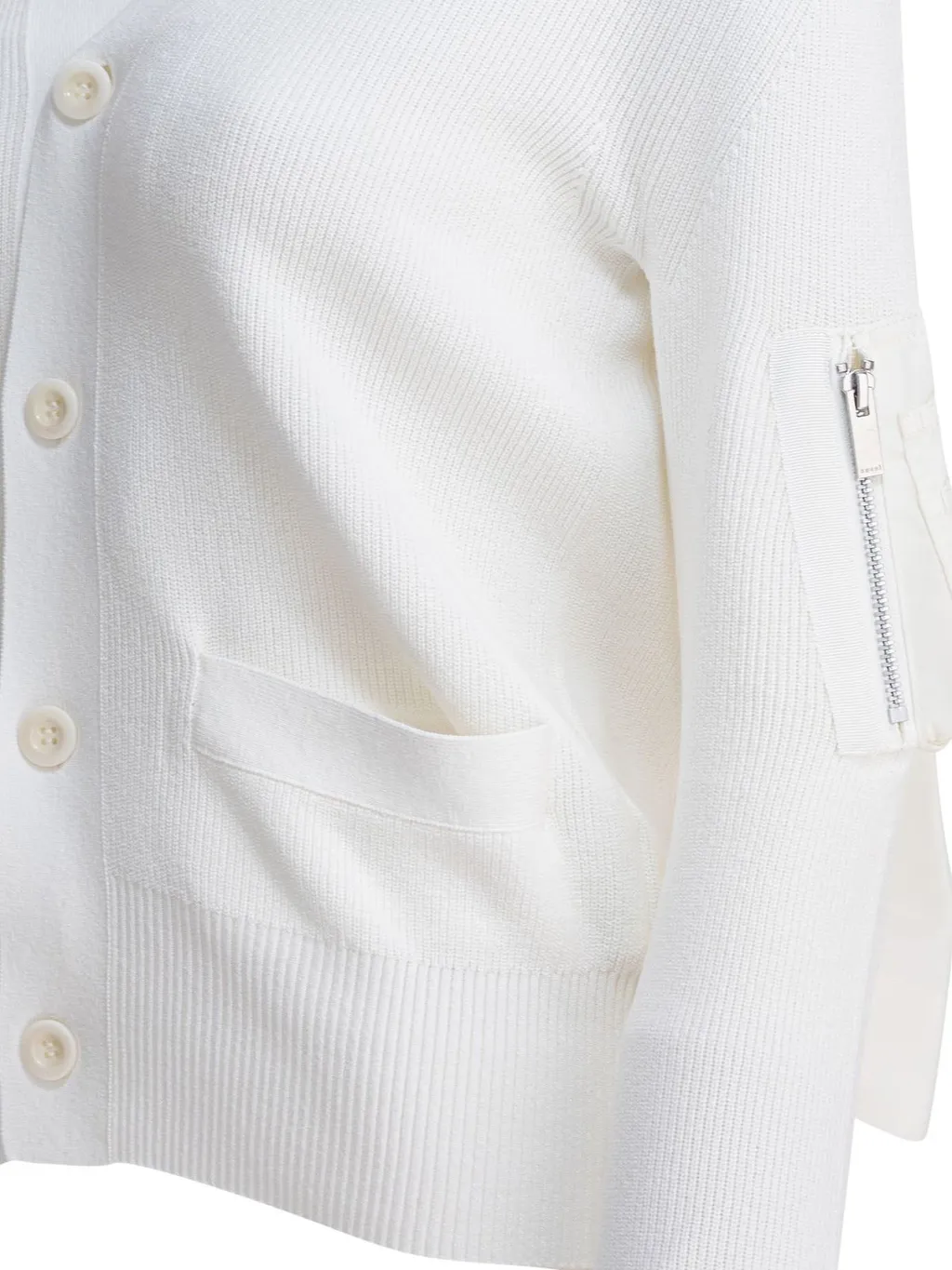 Sacai Zip Detailed Buttoned Cardigan