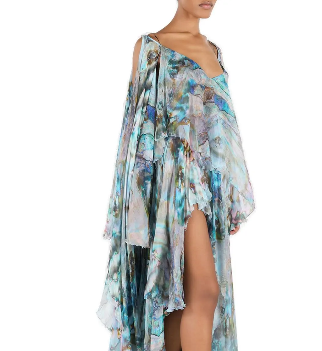 Roberto Cavalli Mermaid Print Long Dress