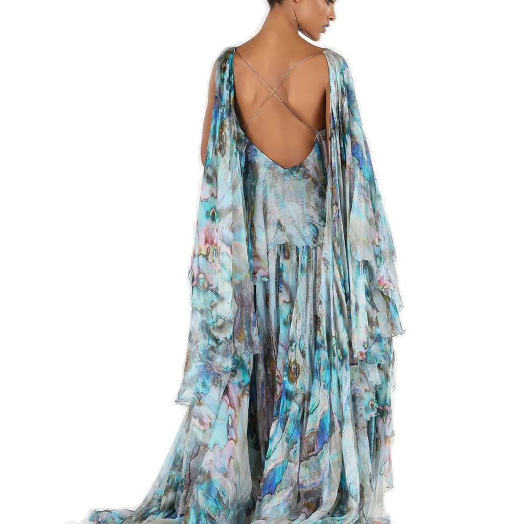 Roberto Cavalli Mermaid Print Long Dress