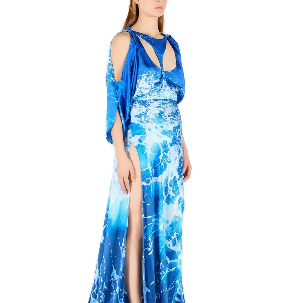 Roberto Cavalli Stretto Di Messina Print Long Dress