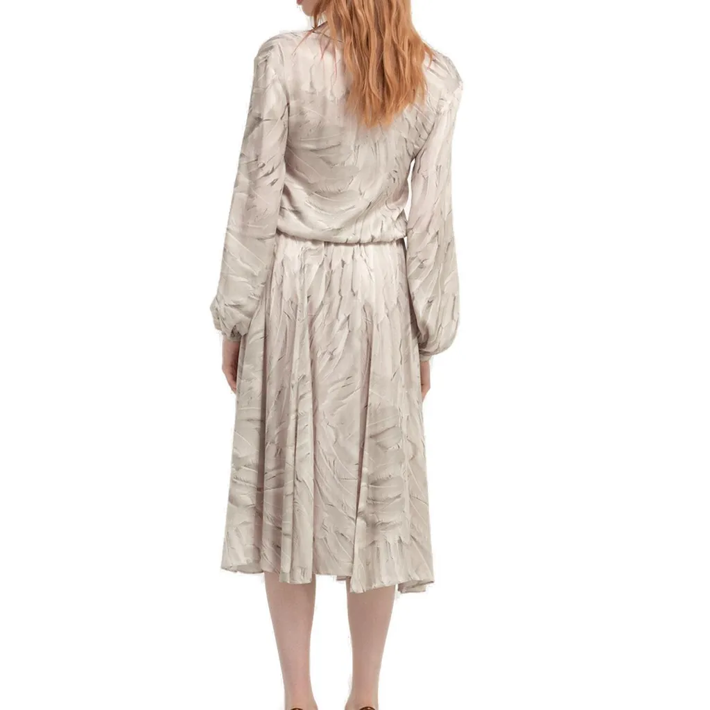 Roberto Cavalli Feathers Print Midi Dress