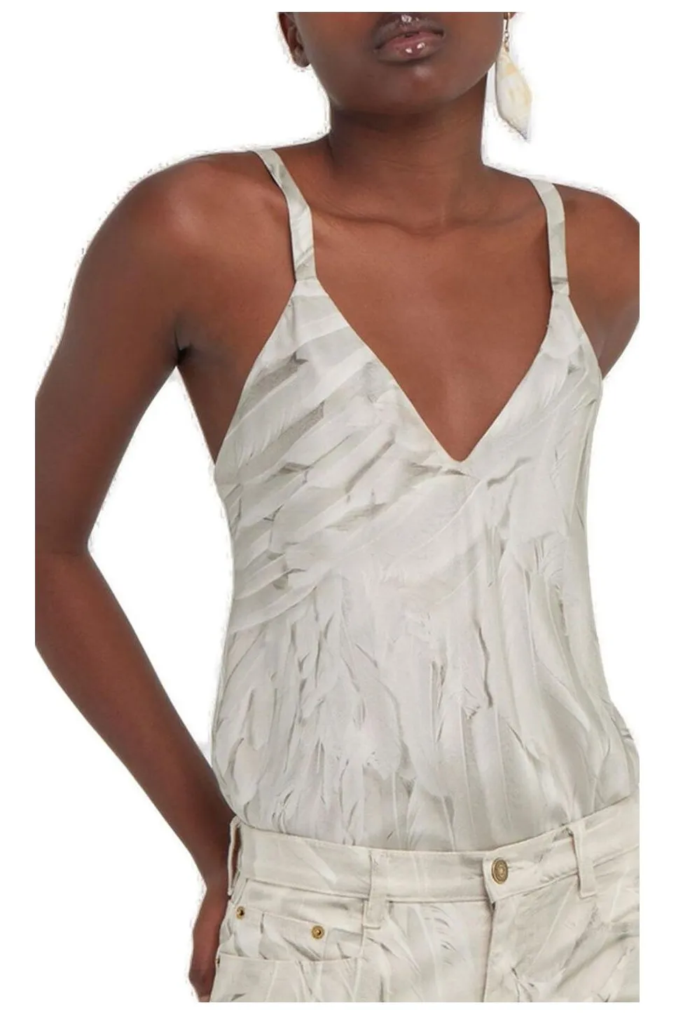 Roberto Cavalli Feathers Print Top