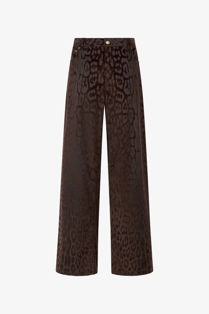Roberto Cavalli Jaguar Pattern Corduroy Pants