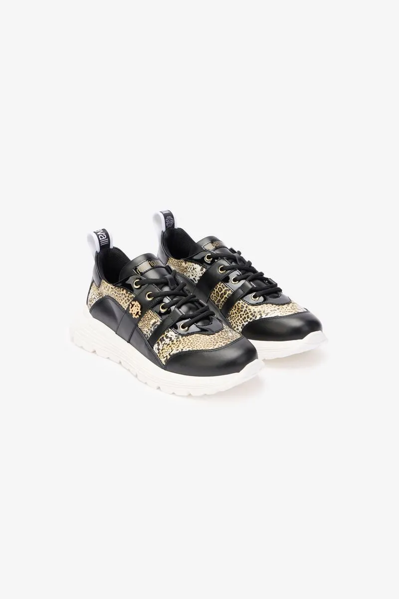 Roberto Cavalli Monogram Lace-Up Sneakers