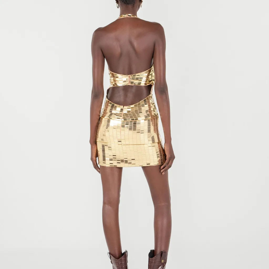 Roberto Cavalli Sequinned Halterneck Mini Dress