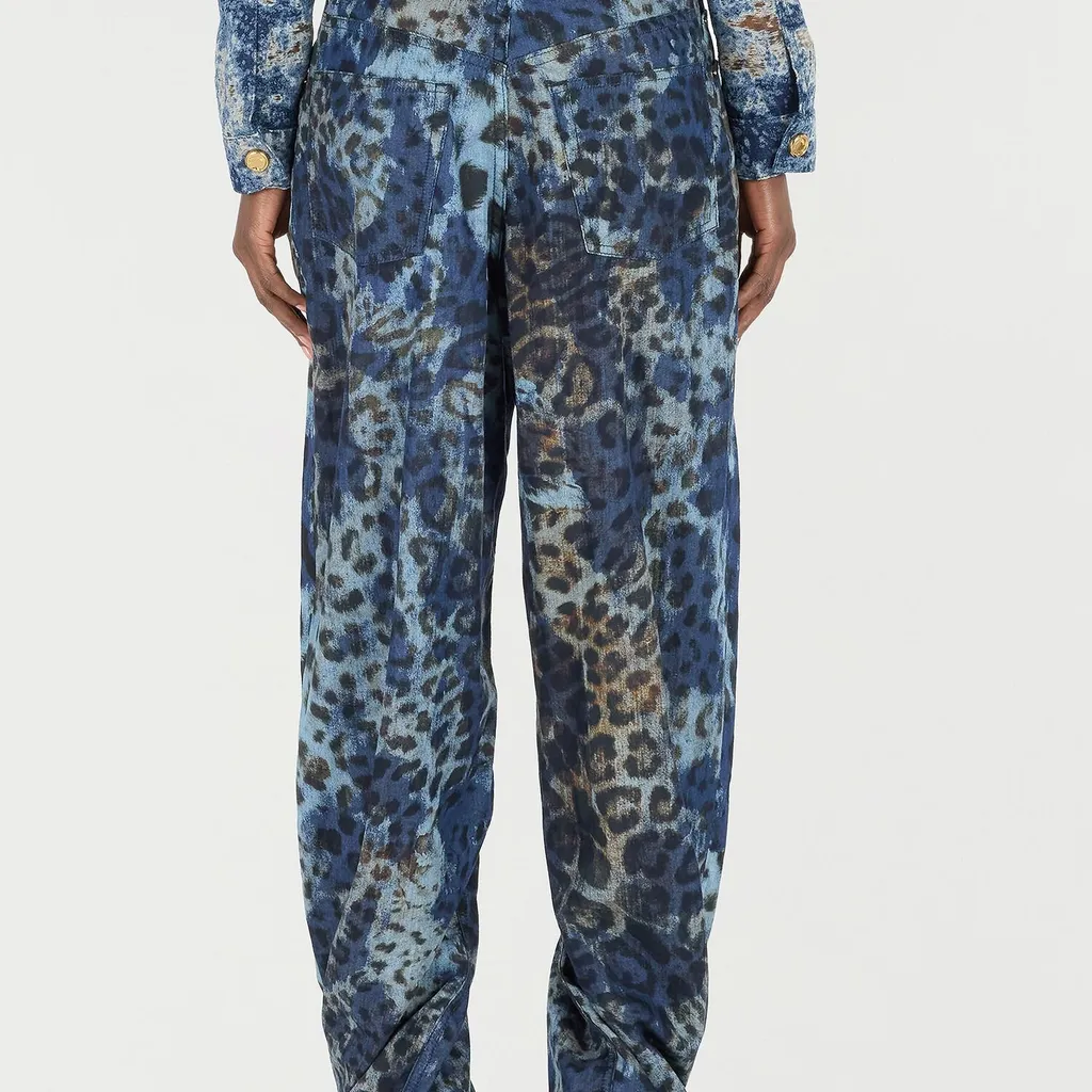 Roberto Cavalli Jaguar Print Loose Jeans