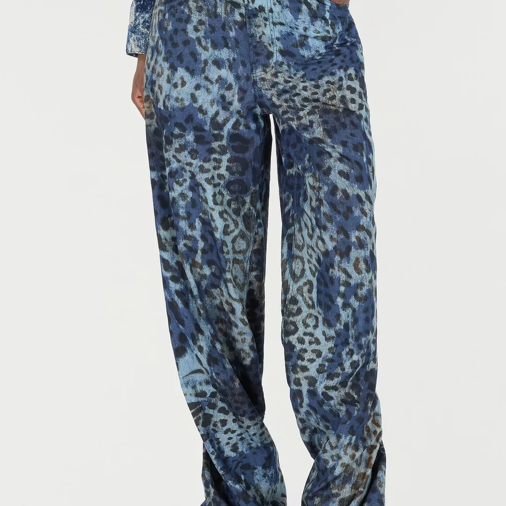 Roberto Cavalli Jaguar Print Loose Jeans