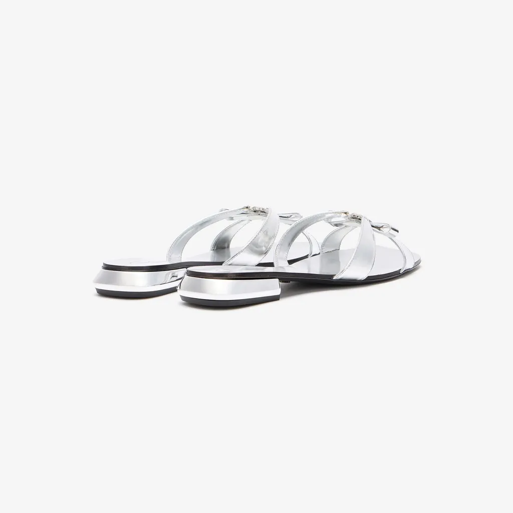 Roberto Cavalli Mirror Snake Slider Sandals