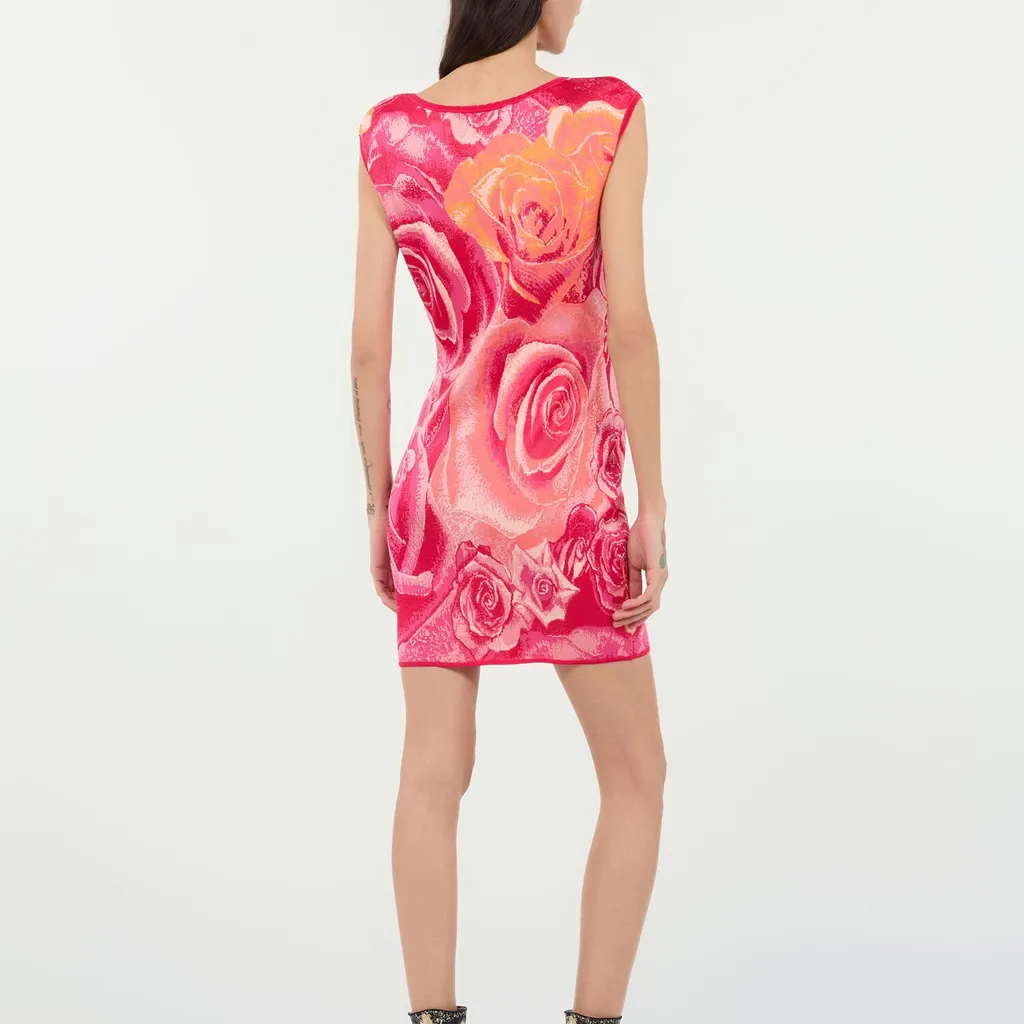 Roberto Cavalli Garden Rose Print Mini Dress