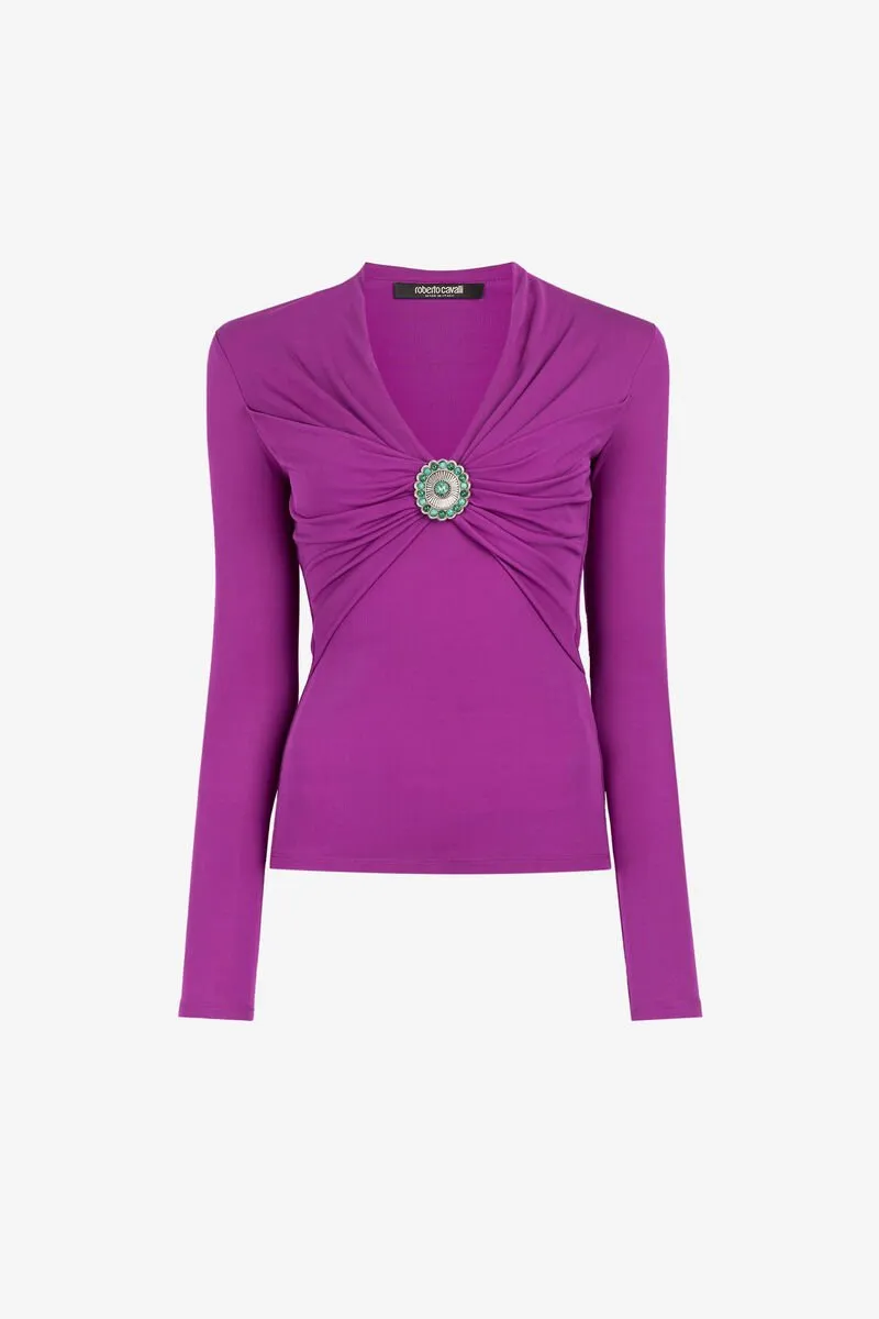 Roberto Cavalli Embellished Ruched Top