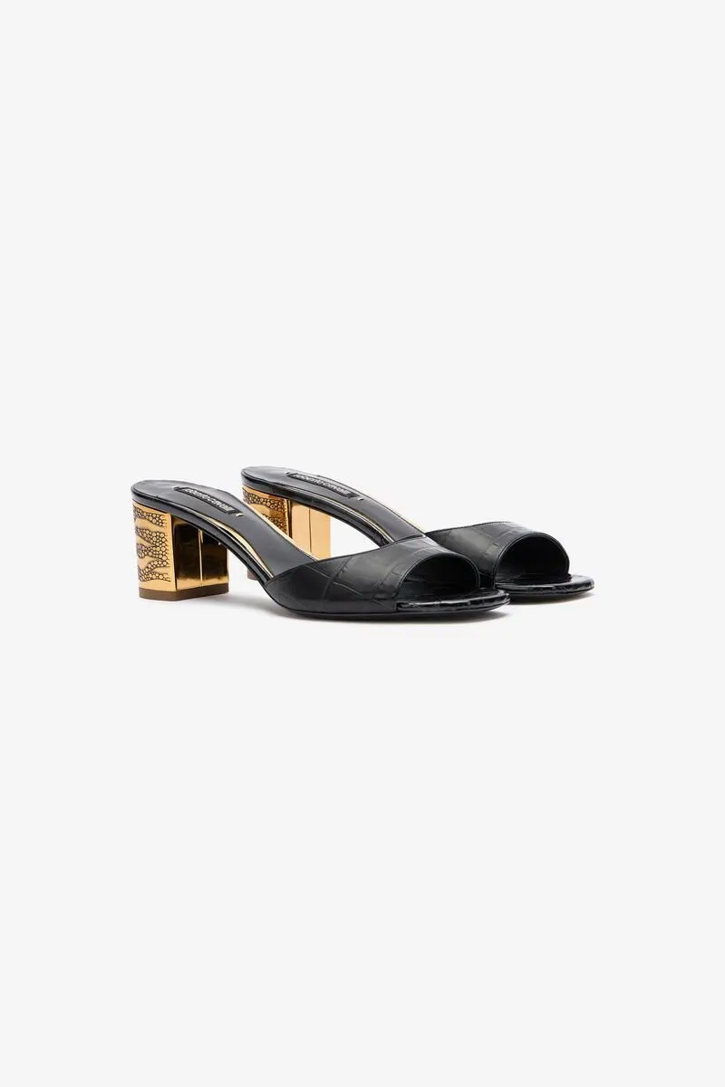 Roberto Cavalli Embossed Mules