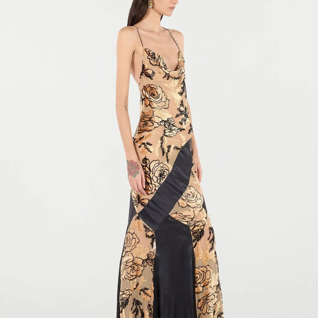 Roberto Cavalli Rose-Motif Slip Dress