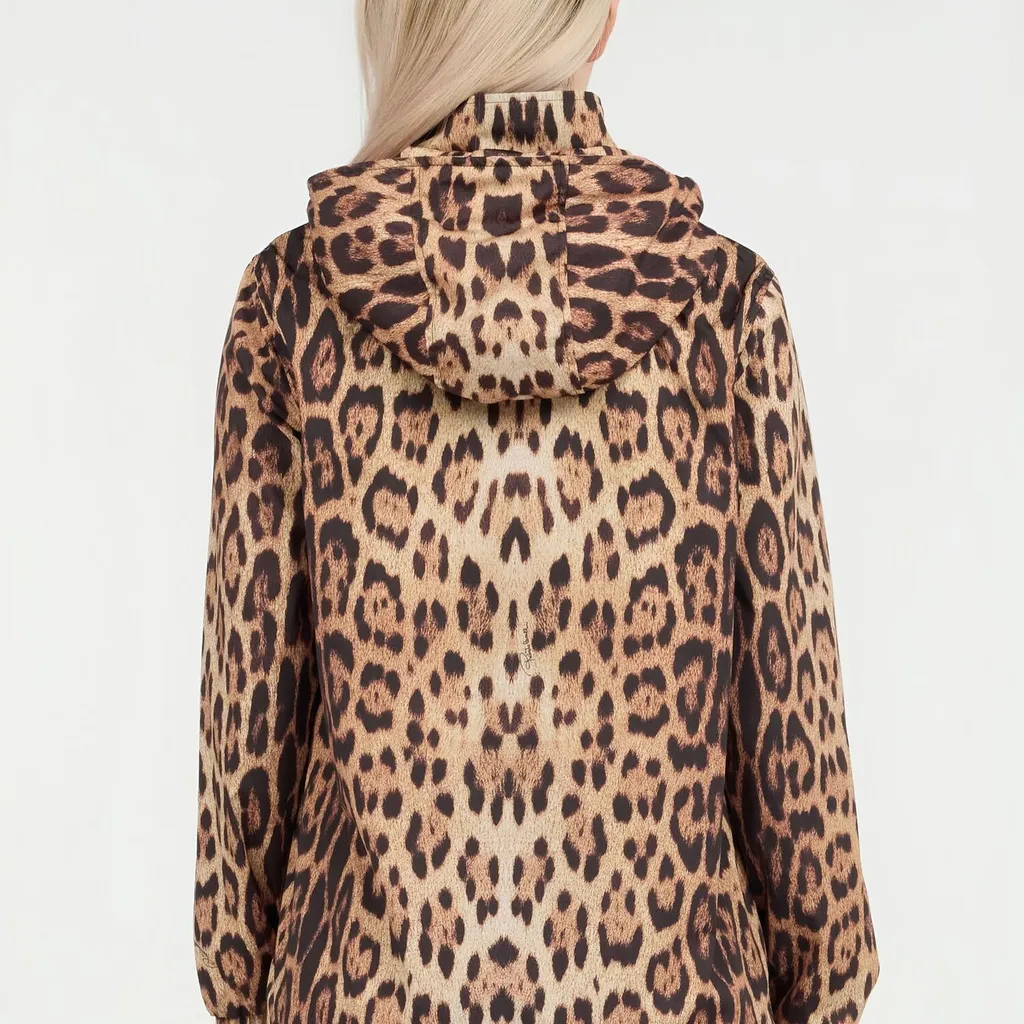 Roberto Cavalli Hooded Leopard Print Jacket