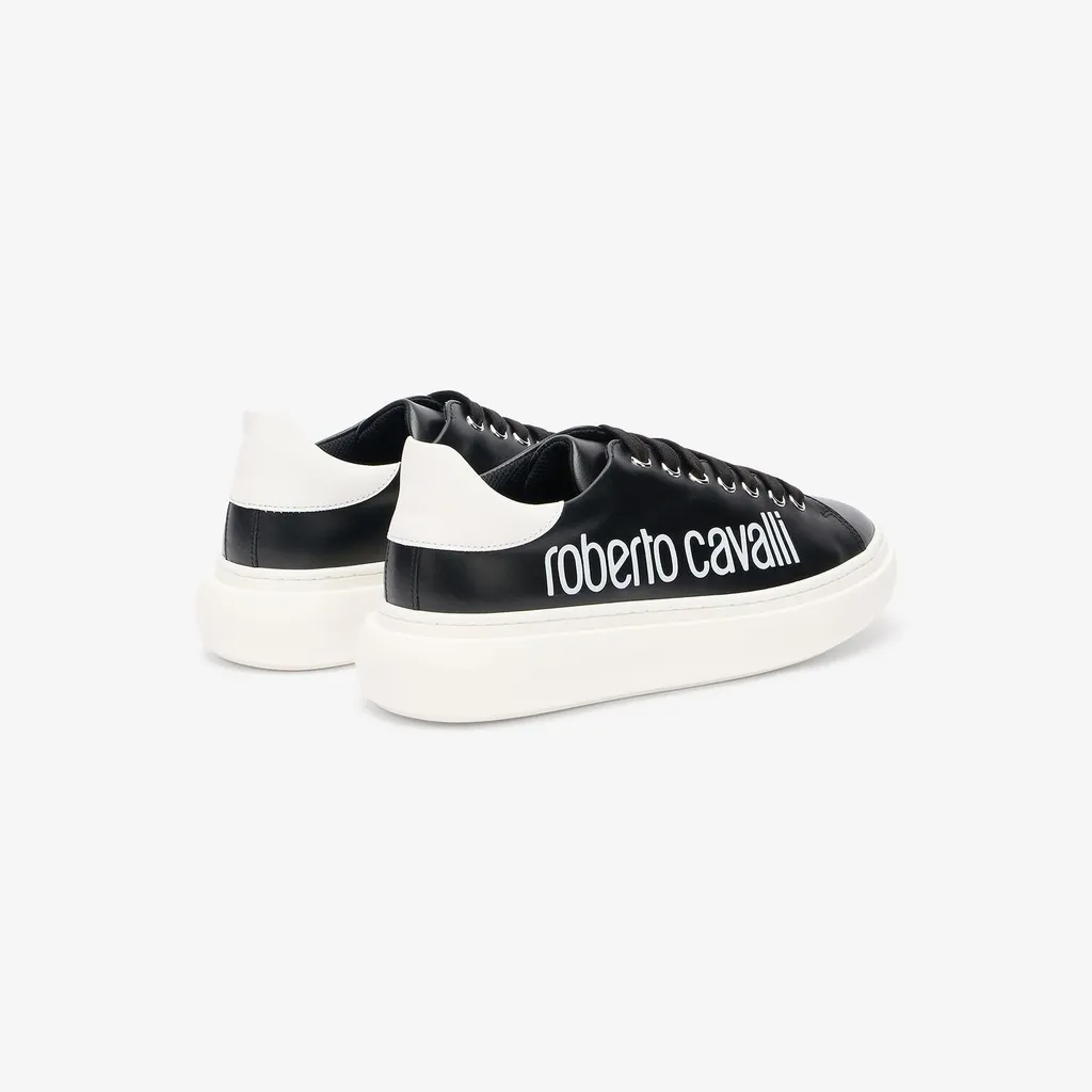 Roberto Cavalli Logo Leather Sneakers