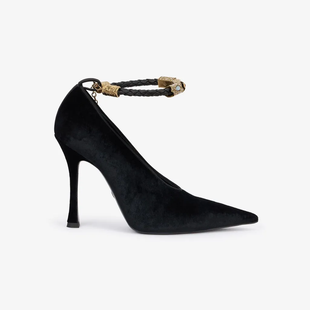 Roberto Cavalli Velvet Jewel-Anklet Pumps