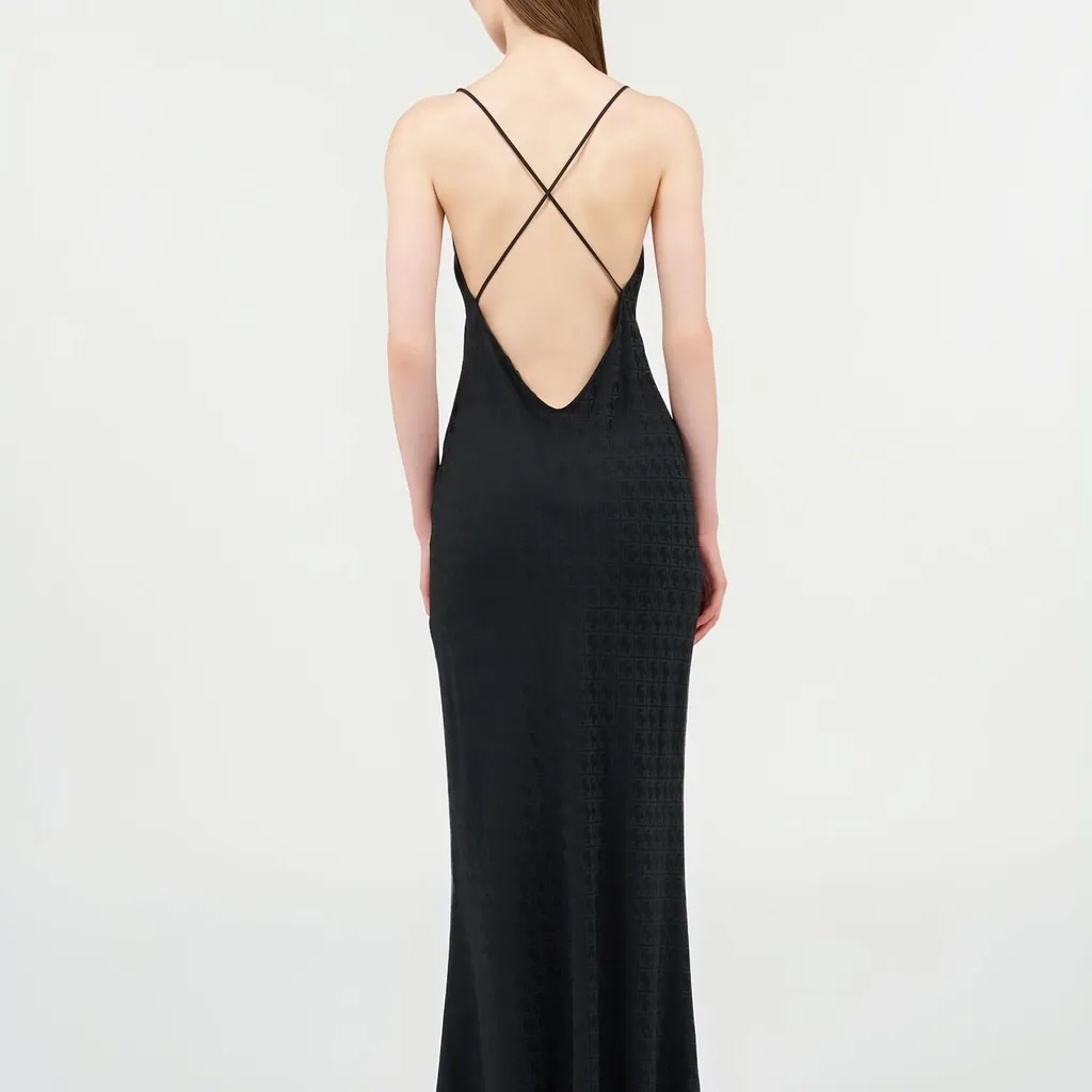 Roberto Cavalli Monogram Slip Maxi Dress