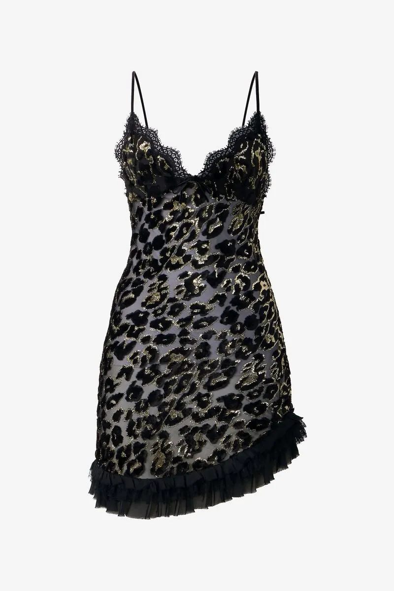 Roberto Cavalli Ruched Leopard Mini Dress