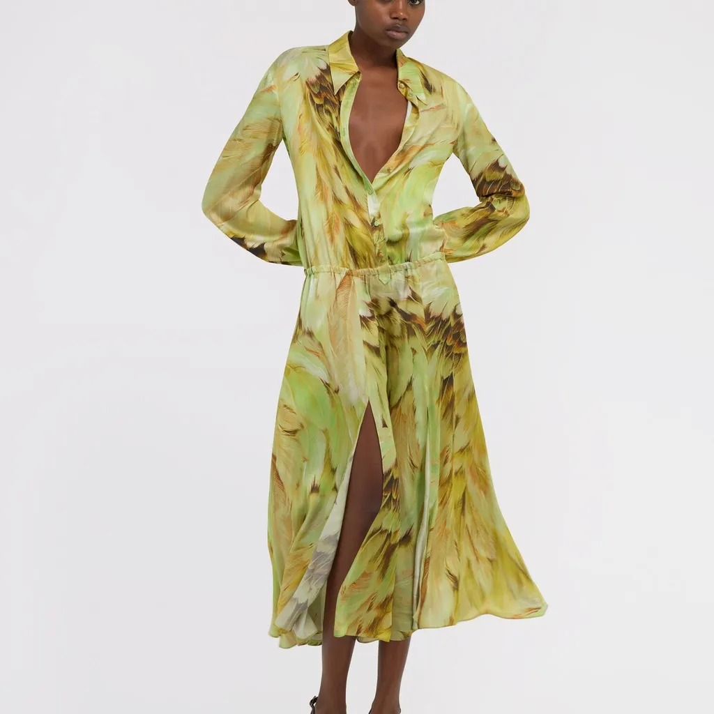 Roberto Cavalli Plumange Print Midi Dress