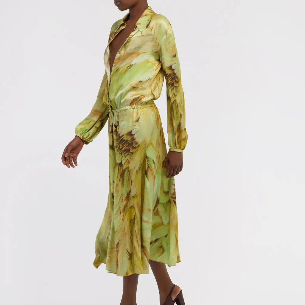 Roberto Cavalli Plumange Print Midi Dress