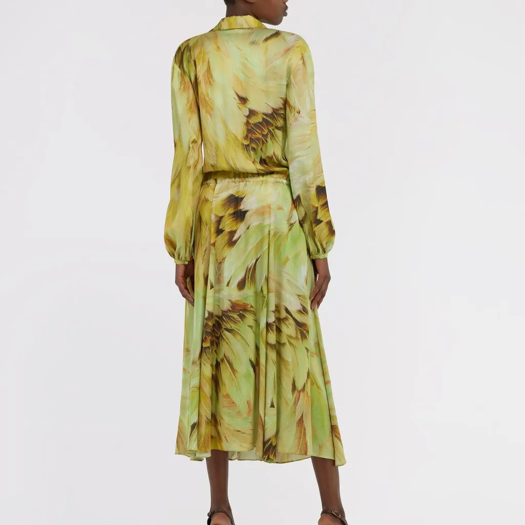 Roberto Cavalli Plumange Print Midi Dress