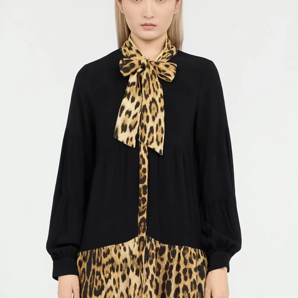 Roberto Cavalli Leopard Print A-Line Dress