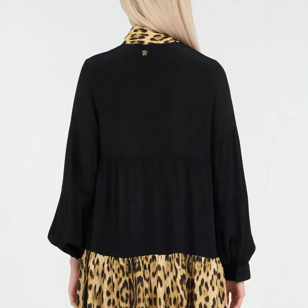 Roberto Cavalli Leopard Print A-Line Dress