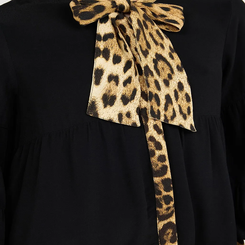 Roberto Cavalli Leopard Print A-Line Dress
